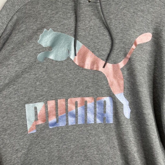 Puma Women's Heather Glam Oversized Hooded‎ Gray Dress Size Medium - Picture 3 of 9